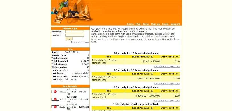 Обзор проекта партизана Sanaata.com, честные отзывы, прибыльность от 2.1% в сутки, бонус до 10% (НЕ ПЛАТИТ)