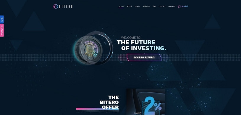 Обзор инвестиционного проекта Bitero.io, честные отзывы, прибыльность до 2% в день, страховка 300$, рефбек 10% (НЕ ПЛАТИТ)